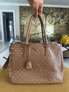 Prada City Calf Grommet Double Zip Tote bag